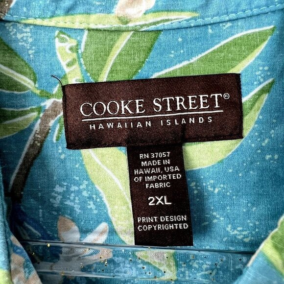 Cooke Street Mens 2XL Plumeria Short Sleeve Hawaiian Aloha Button Front Shirt - Picture 5 of 5